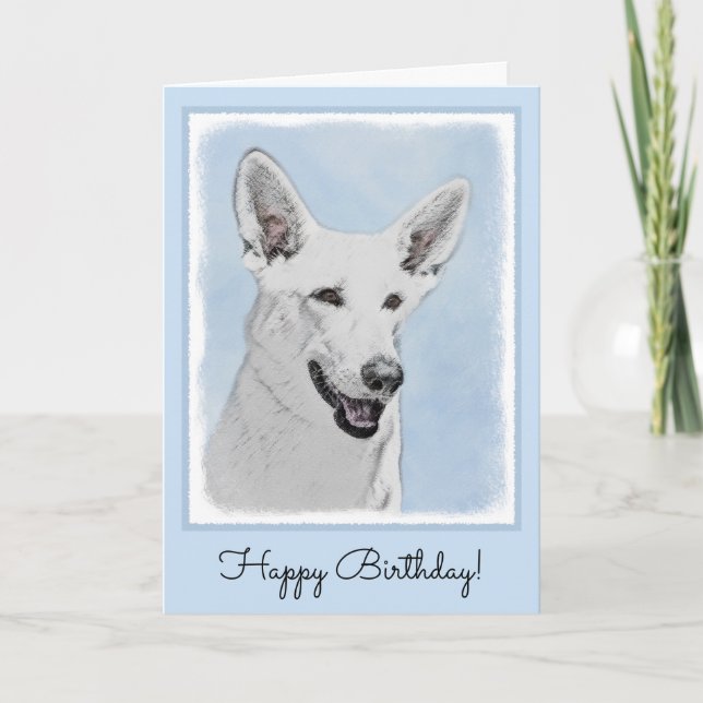 Carte Peinture blanche de berger - art original mignon (Devant)