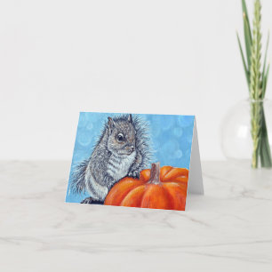 Carte Peinture Citrouille écureuil