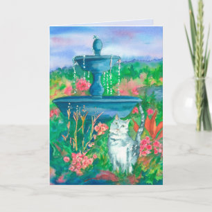 Carte Peinture d'aquarelle de chat Joyeux anniversaire