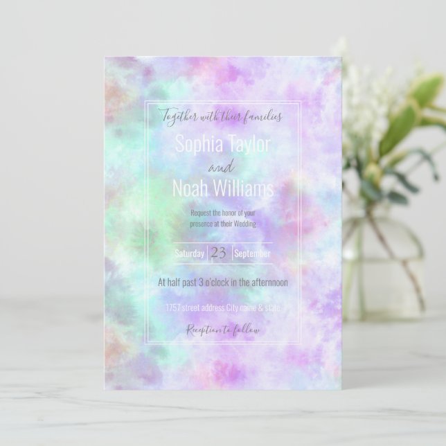 Carte Peinture d'aquarelle Pastel Rainbow Cravate-Dye (Debout devant)