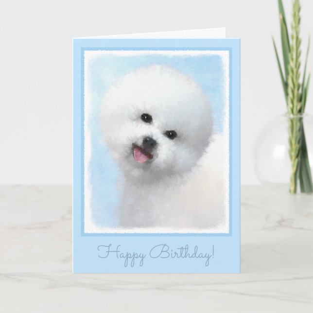 Carte Peinture de Bichon Frise - Cute Original Dog Art (Devant)