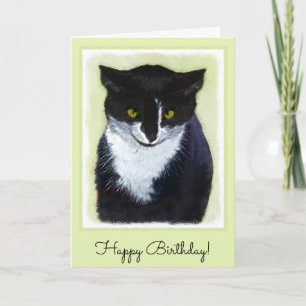 Carte Peinture de chat Tuxedo - Cute Original Cat Art