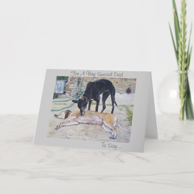 Carte peinture de chiens de faon et noirs gris pour papa (Devant)