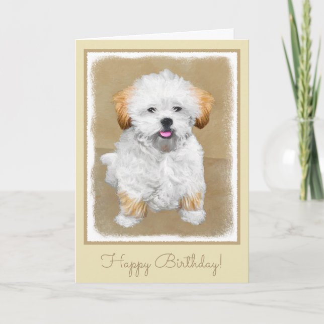 Carte Peinture de chiot de Lhasa Apso - art original (Devant)