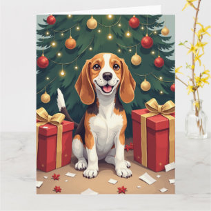 Carte Peinture de déballage de cadeau de Noël matinée Be