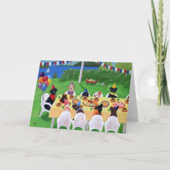 Carte Peinture de fête de Labrador (Devant)