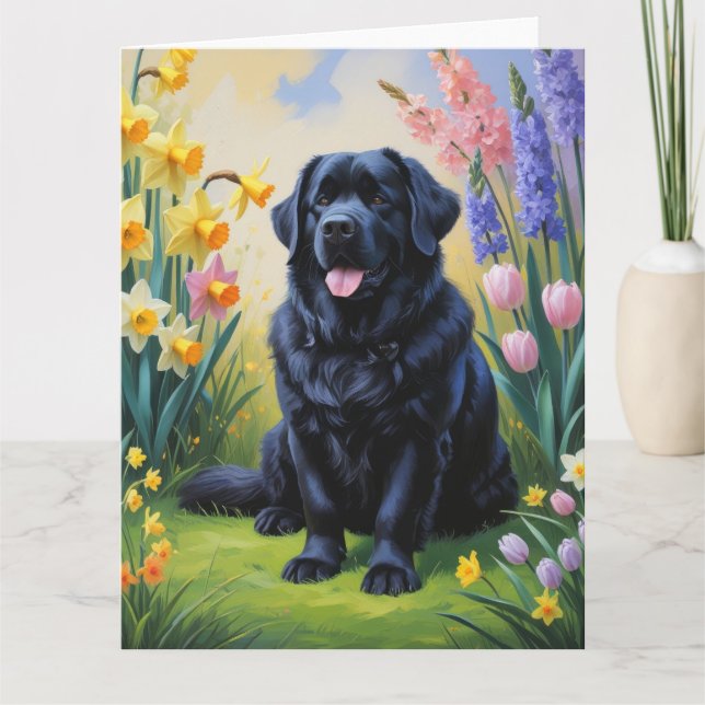 Carte Peinture de fleurs printanières de chien de Terre- (Devant)