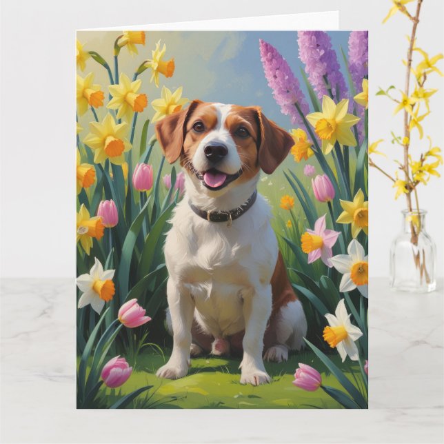Carte Peinture de fleurs printanières de Terrier de la b (Fleur jaune)
