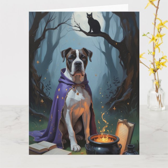 Carte Peinture de Halloween fantaisiste de chien Cane Co (Fleur jaune)