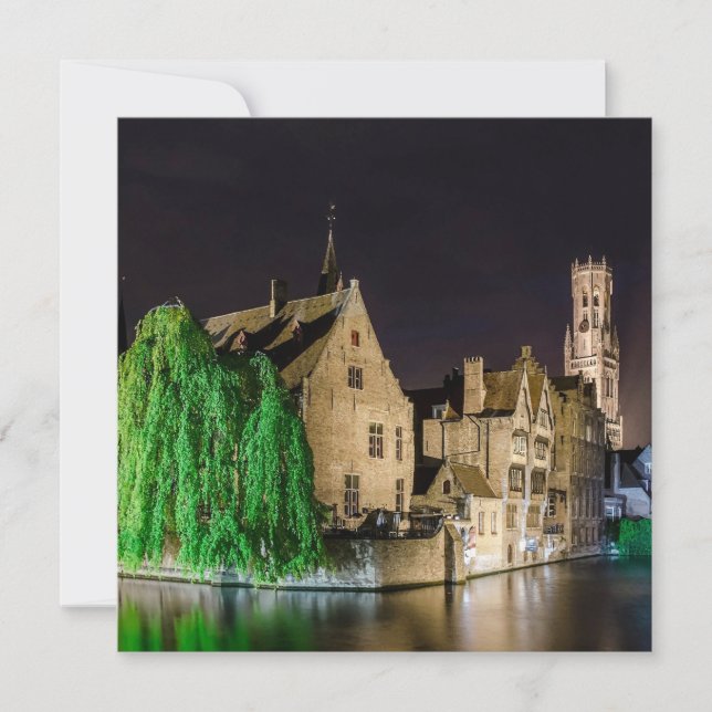 Carte Peinture de la vieille ville de Bruges et tour du  (Devant)