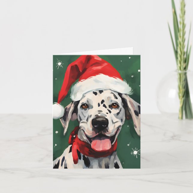 Carte Peinture de Noël dalmate (Devant)