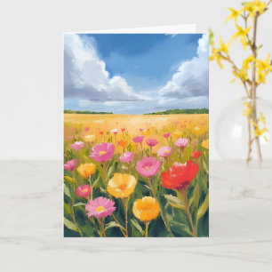 Carte Peinture de paysage de champ de fleurs