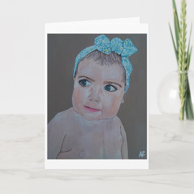 Carte Peinture de portrait de bébé par Alfred Fox (Devant)