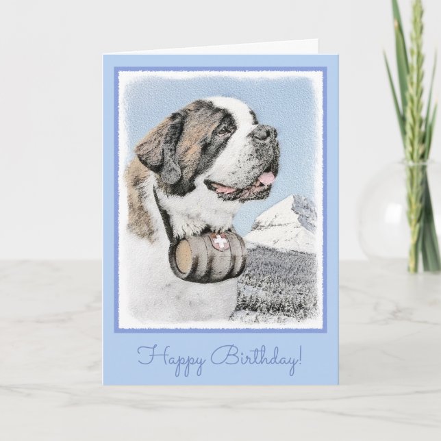 Carte Peinture de St Bernard - art original mignon de (Devant)