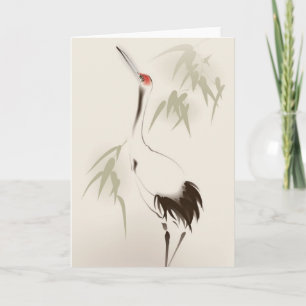 Carte Peinture de style oriental, Grue couronnée rouge