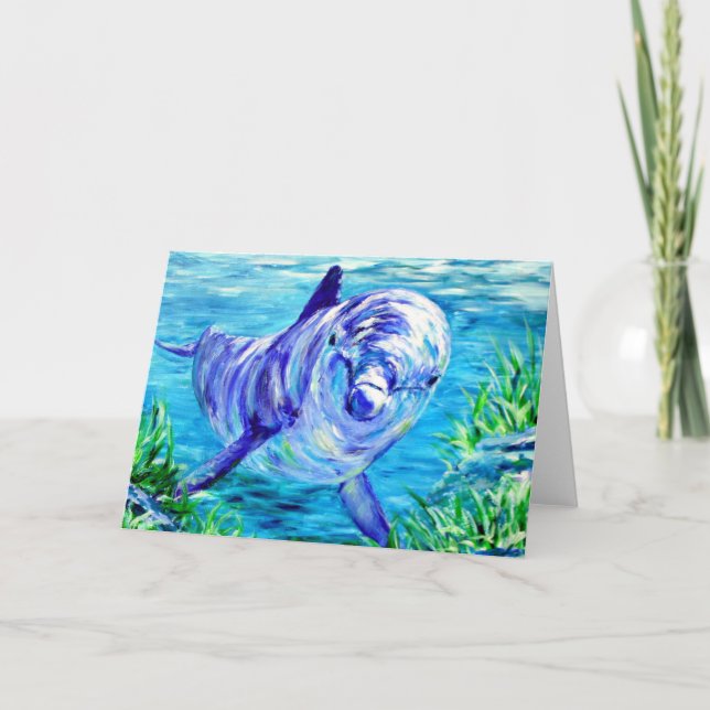 Carte Peinture des dauphins d'océan Dauphin Photo sous-m (Devant)