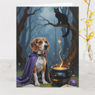 Carte Peinture d'Halloween de chien beagle