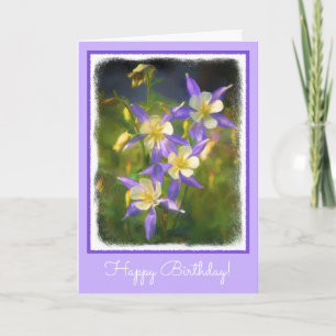 Carte Peinture du Colorado Columbine bleu - art original