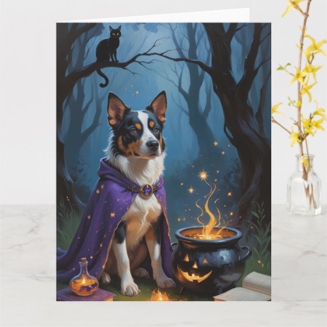 Carte Peinture fantaisiste d'Halloween de bétail austral (Fleur jaune)