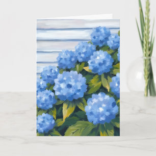 Carte Peinture florale d'hortensias bleus buissonnants