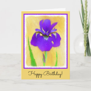 Carte Peinture Iris à pois pourpre - Chien original mign