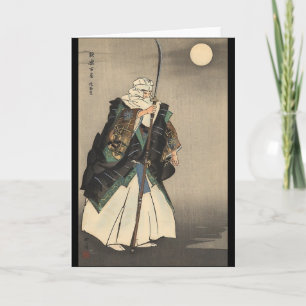 Carte Peinture japonaise de guerrier. Circa 1922