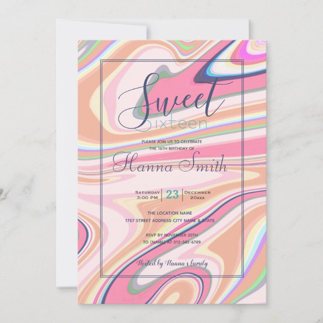 Carte Peinture Liquide Retro Pink Swirl Design esthétiqu (Devant)