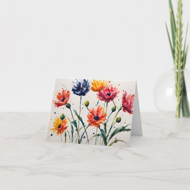 Carte Peinture minimaliste Fleur sauvage Merci (Devant)