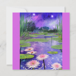 Carte Peinture nuit étoile à l'étang