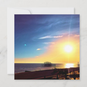 Carte Peinture numérique - Coucher de soleil sur la jeté