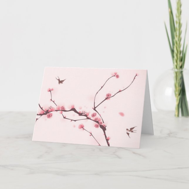Carte Peinture orientale de style, fleurs de cerisier (Devant)