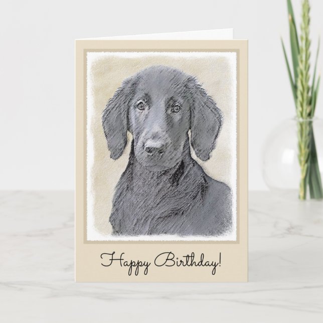 Carte Peinture Retriever à revêtement plat - Art Chien o (Devant)