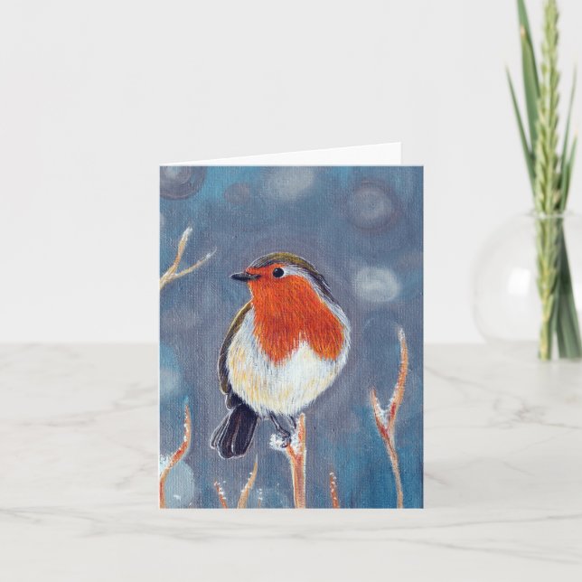 Carte Peinture Robin d'hiver (Devant)