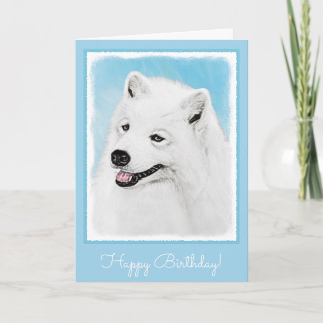 Carte Peinture Samoyed - Cute Original Chien Art (Devant)