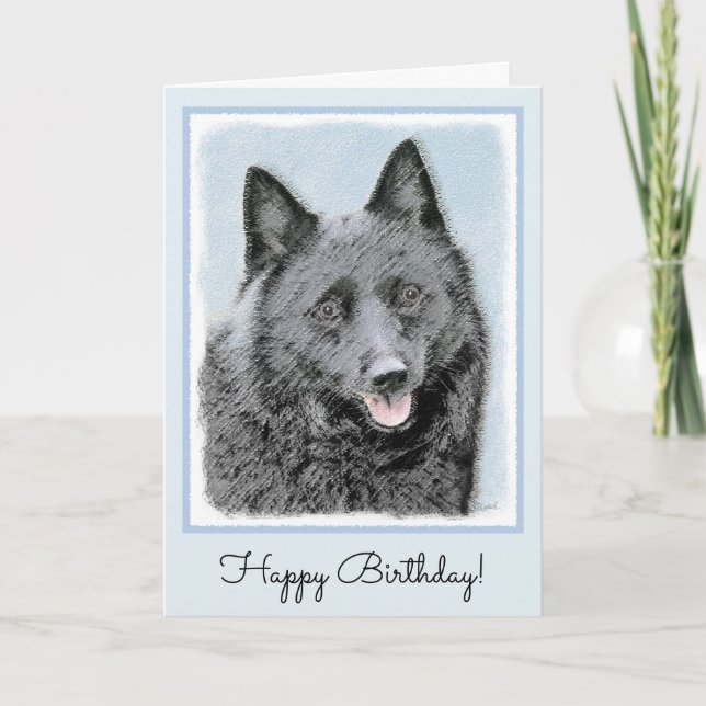 Carte Peinture Schipperke - Cute Original Chien Art (Devant)