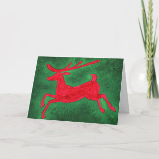 Carte Peinture sur rennes rouges et verts personnalisabl