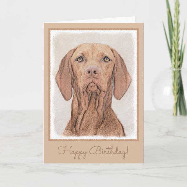 Carte Peinture Vizsla - Joli art original chien (Devant)