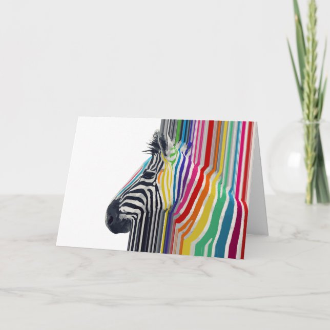 Carte Peinture Zèbre Colorée Grandes Vibrantes (Devant)
