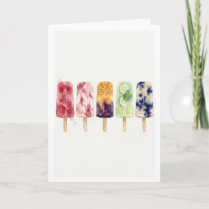 Carte Peintures aquarelles de popsicles vibes estivales