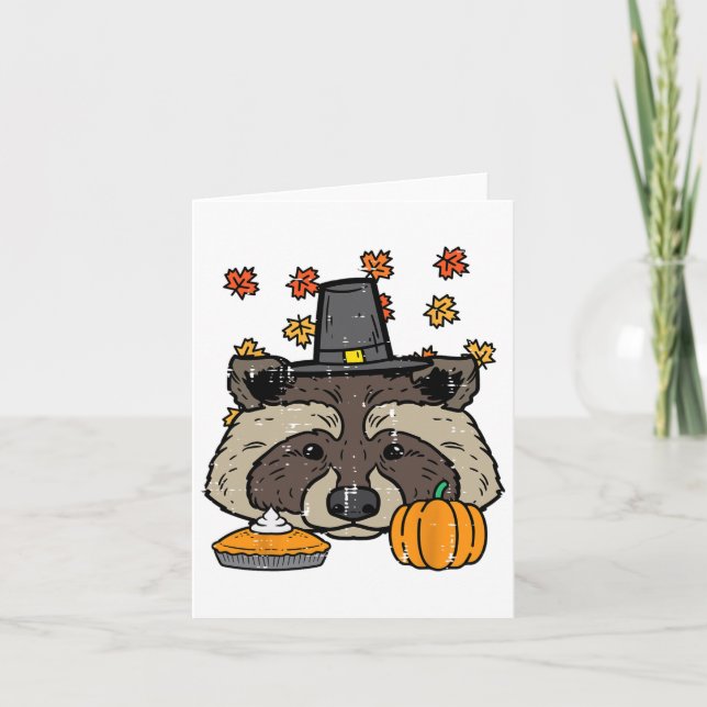 Carte Pèlerin de Thanksgiving Raton Cute automne hommes  (Devant)