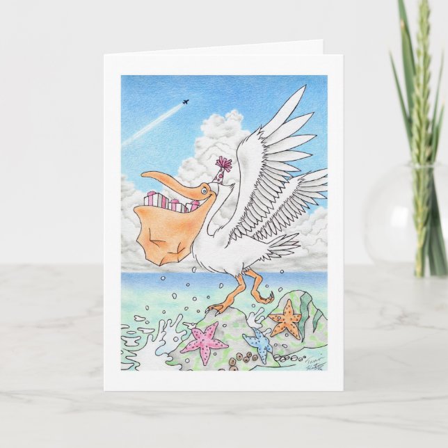Carte Pélican d'anniversaire (Devant)