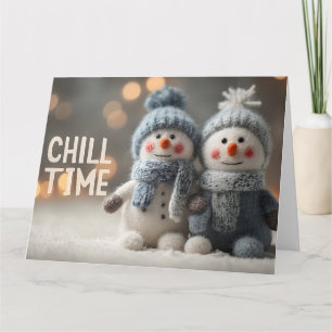 Carte Peluches de bonhomme de neige mignons avec chapeau