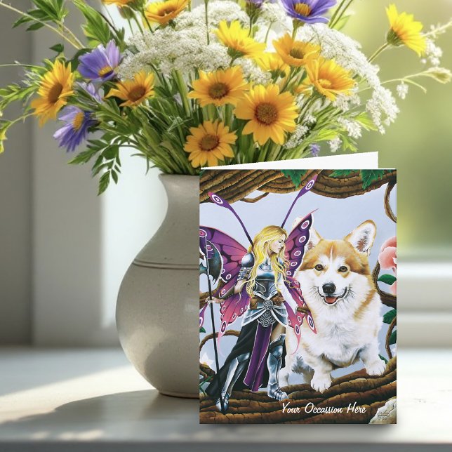 Carte Pembroke Welsh Corgi Fairy Imaginaire (Créateur téléchargé)