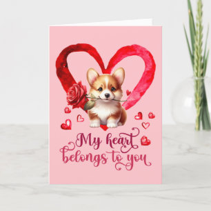 Carte Pembroke Welsh Corgi Watercolor Valentine Da