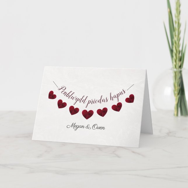 Carte Penblwydd priodas hapus Welsh Happy Anniversaire (Devant)