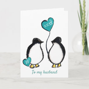 Carte Penguin 55e anniversaire émeraude mariage mari