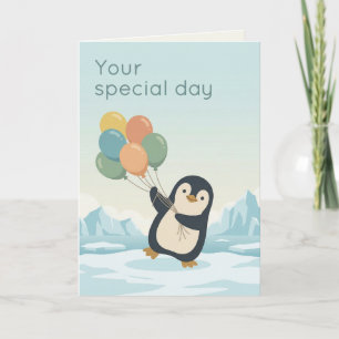 Carte Penguin Balloon Anniversaire Anniversaire Person