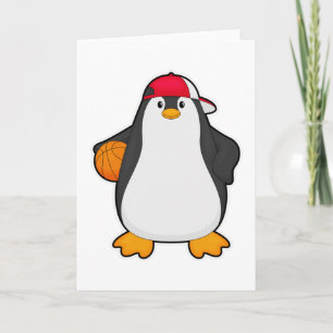 Carte Penguin comme joueur de basket-ball avec basket-ba