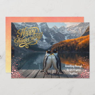 Carte Penguin Couple Scenic Personalized Anniversary