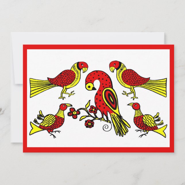 Carte Pennsylvanie Allemand folk art oiseaux grange mari (Devant)